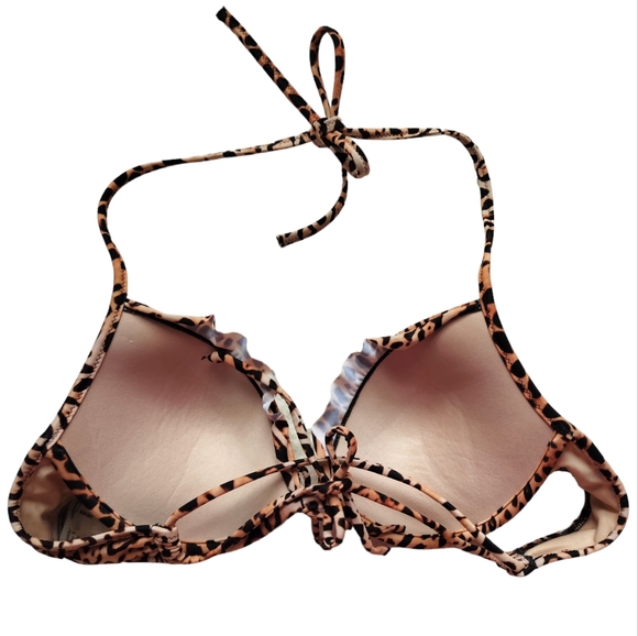 Victoria's secret two piece swimsuit bikini set leopard print strappy size 34B/M - Picture 10 of 15